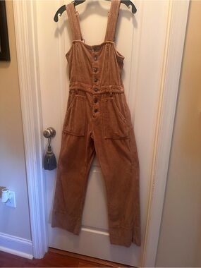 aerie Corduroy Overalls in Camel Brown